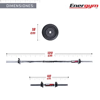 Foto 4 | Foto 4 | Kit De Pesas  Mancuernas Y Barra Recta (16kg) - Energym