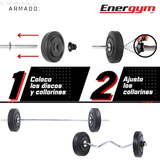 Foto 3 | Foto 3 | Kit De Pesas Barra Recta Y Z (23 Kg) - Energym