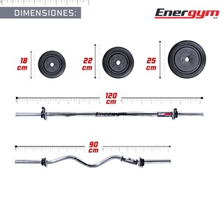 Foto 4 | Foto 4 | Kit De Pesas Barra Recta Y Z (23 Kg) - Energym