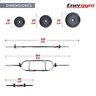Foto 4 | Foto 4 | Kit De Pesas Barra Recta Y Barra Romana (28 Kg) - Energym