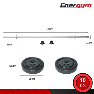 Foto 4 | Foto 4 | Barra Recta Gym 120 Cm Con Discos (10 Kg) – Energym