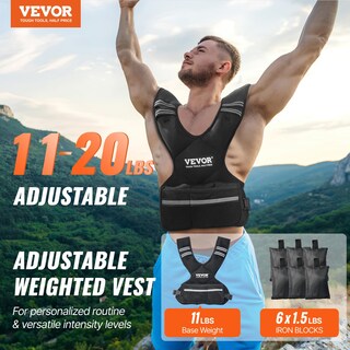 Foto 2 | Foto 2 | Chaleco Pesado Vevor Ajustable De 5 A 9 Kg Con 6 Planchas Y Pesas - Venta Internacional.