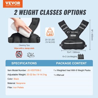 Foto 7 | Foto 7 | Chaleco Pesado Vevor Ajustable De 9 A 14,5 Kg Con 6 Planchas Y Pesas - Venta Internacional.