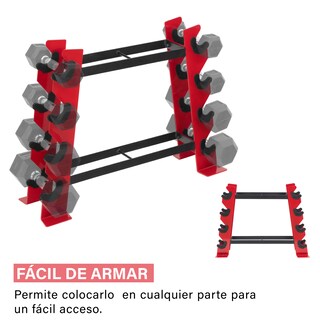 Foto 3 | Foto 3 | Rack Altera de Mancuernas y Pesa Rusa 2 Niveles color Rojo