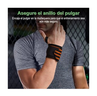 Foto 4 | Foto 4 | Muñequera de Fitness BELUG Alta Calidad Elástico Negro con Naranja
