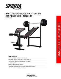 Foto 8 | Foto 8 | Banco Multifuncional Barra y Discos Workoutb 55kg Sparta