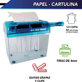 Foto 3 | Foto 3 | Triturador De Papel Portatil Tamaño A6color Azul