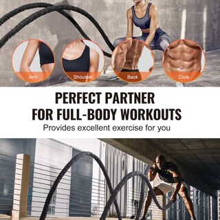 Foto 6 | Foto 6 | Battle Rope Vevor De Poliéster De 30 Pies Con Funda Protectora Y Gancho - Venta Internacional.