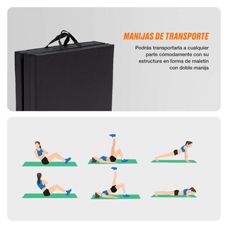 Foto 4 | Foto 4 | Colchoneta Gimnasia Bodytrainer Plegable 180x60 Cm Negra