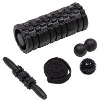 Set De Masaje Bodytrainer Con Rodillo Foam Roller Correa Pelota Color Negro
