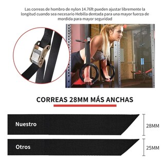 Foto 2 | Foto 2 | Anillos de Gimnasia Malubero color Negro Bandas de Suspensión de Hasta 450 Kg