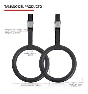 Foto 3 | Foto 3 | Anillos de Gimnasia Malubero color Negro Bandas de Suspensión de Hasta 450 Kg