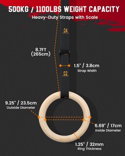 Foto 4 | Foto 4 | Anillos De Gimnasia Gonex Con Correas Ajustables De 2,7 M Para Todo El Cuerpo - Venta Internacional.