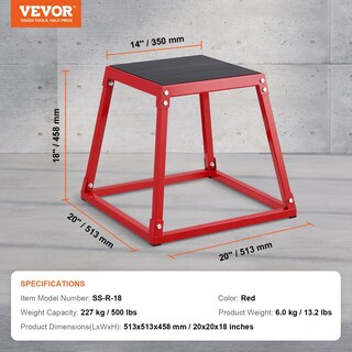 Foto 7 | Foto 7 | Jump Box Pliométrico Vevor De Acero Antideslizante De 45 Cm, Color Rojo - Venta Internacional.