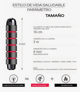 Foto 3 | Foto 3 | Cuerda Para Saltar Ajustable Ejercicio Color Verde