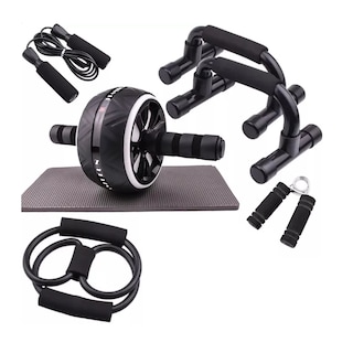 Foto 1 | Foto 1 | Kit Rueda Abdominal + Barras Push-Up + Cuerda Eo Safe Imports Esi-13499 Negro