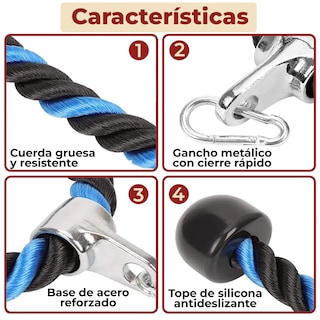Foto 5 | Foto 5 | Cuerda Para Triceps Antideslizante De Agarre Firme Azul