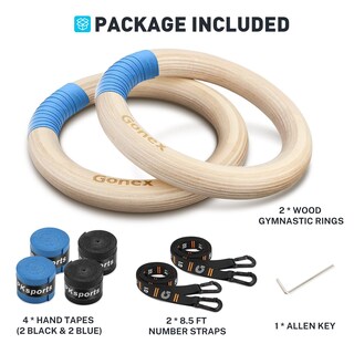 Foto 6 | Foto 6 | Anillas De Gimnasia Gonex De Madera Con Correas Ajustables De 2,7 M - Venta Internacional.