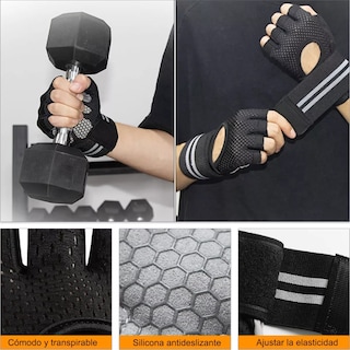 Foto 3 | Foto 3 | Guantes Para Gym Pesas Deportivos Muñequeras Talla S Eo Safe Imports Esi-14342 Negro