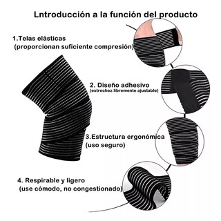 Foto 2 | Foto 2 | Rodillera Elastica Vendas 4 Par Bandas Deportiva Rodilla Gym Eo Safe Imports Esi-16508 Negro