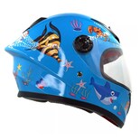 Casco de Moto Infantil con Visera Abatible y Diseño de Tiburón en Azul Eo Safe Imports Esi-12133