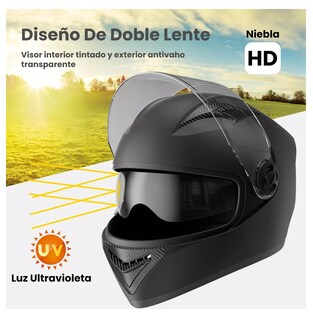 Foto 5 | Foto 5 | Casco Abatible BELUG para Motociclista Anti Niebla Espejo Doble Negro