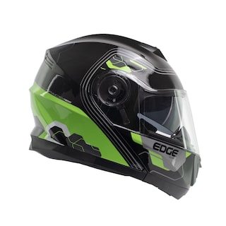 Foto 6 | Foto 6 | Casco Abatible Edge Helmets Oficial Jet 2 M4 color Negro y Verde Certificado Dot Moto Talla M