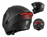 Casco De Moto Mocoerl Plegable Con Luz Led Dot L Negro/r