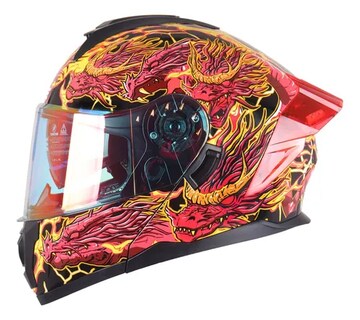 Foto 1 | Foto 1 | Casco Para Moto Dragon Rojo Abatible Dot/ece Con Luz Led