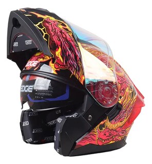 Foto 3 | Foto 3 | Casco Para Moto Dragon Rojo Abatible Dot/ece Con Luz Led