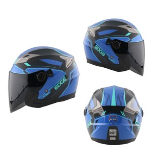 Foto 1 | Foto 1 | Casco Semi Integral Edge Helmets Oficial T-Rox color Azul Certificación Dot Talla XL