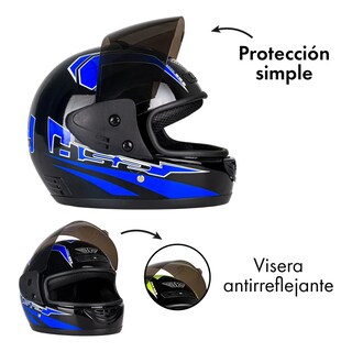 Foto 2 | Foto 2 | Casco Para Motocicleta Con Visor Protector, Talla M Eo Safe Imports Esi-18992 Azul