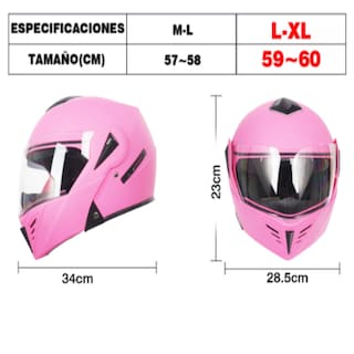 Foto 3 | Foto 3 | Casco Abatible Para Moto De Rosa Doble Lente L – Xl, Certificado Dot Eo Safe Imports Esi-18991 Rosa