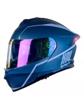 Casco Kov Abatible Moto Thunder Waves Azul Con Luz Led Dot