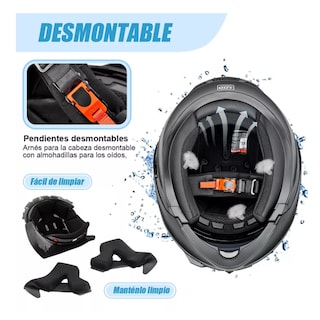 Foto 4 | Foto 4 | Casco Abatible Certificado Dot Para Moto Belug Talla 2xl Negro