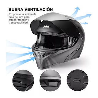 Foto 5 | Foto 5 | Casco Abatible Certificado Dot Para Moto Belug Talla 2xl Negro