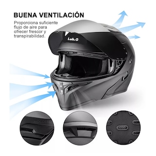 Foto 5 | Foto 5 | Casco Abatible Certificado Dot Para Moto Lab.g Talla 2xl Negro