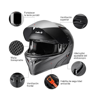 Foto 4 | Foto 4 | Casco Abatible Certificado Dot Para Moto Negro  Lab.g Talla M