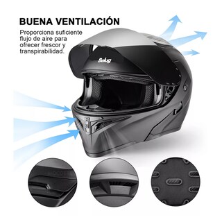 Foto 5 | Foto 5 | Casco Abatible Certificado Dot Para Moto Negro Belug, Talla L