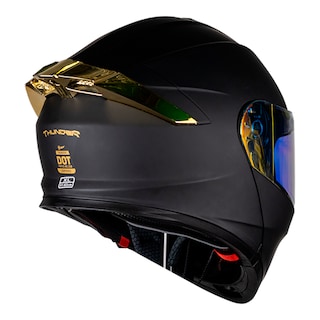 Foto 4 | Foto 4 | Kov Casco Thunder Solido Negro Mate Dorado G