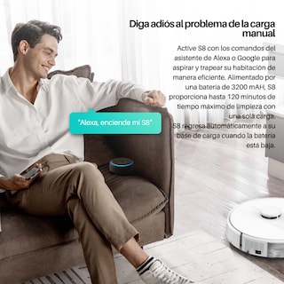 Foto 5 | Foto 5 | Robot Aspiradora Inteligente 360 Smart Life S8 Barre color Blanco Trapea Y Autocarga Compatible con Alexa Y Google
