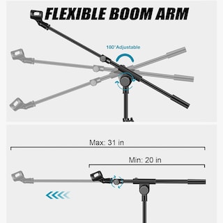 Foto 3 | Foto 3 | Soporte Para Micrófono Gleam Tripod Boom Arm Con Bolsa De Transporte - Venta Internacional.