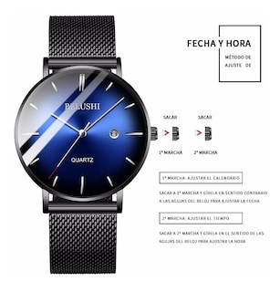Foto 2 | Foto 2 | Reloj De Cuarzo Belushi Para Caballero Elegante Negro Con Azul