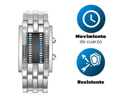 Foto 2 | Foto 2 | Reloj Led Bluelander Binario color Plata de Acero Inoxidable Impermeable 30 Metros para Hombre