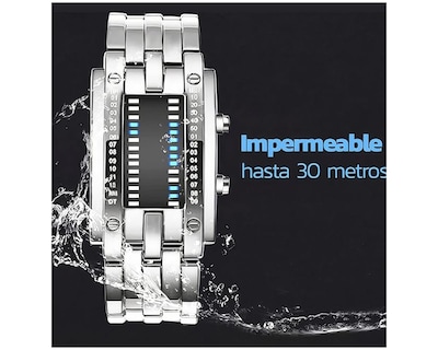 Foto 6 | Foto 6 | Reloj Led Bluelander Binario color Plata de Acero Inoxidable Impermeable 30 Metros para Hombre