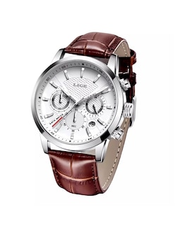 Foto 2 | Foto 2 | Reloj Clasico Marca Lige Para Hombre Crono Blanco Cafe