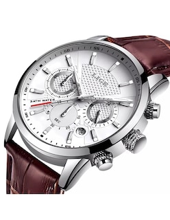 Foto 3 | Foto 3 | Reloj Clasico Marca Lige Para Hombre Crono Blanco Cafe