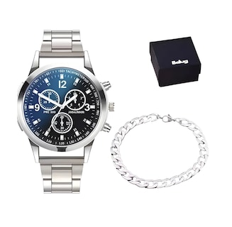 Foto 1 | Foto 1 | Relojes De Cuarzo Casuales Impermeables Para Hombre Plateado Fondo Azul