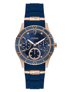 Foto 1 | Foto 1 | Reloj Guess Tono Oro Rosa y Silicona Azul Icónica para Mujer - Venta Internacional