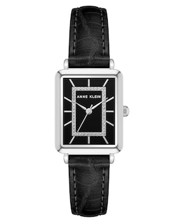 Foto 1 | Foto 1 | Reloj Anne Klein Negro con Correa de Piel de Cocodrilo Detalles de Purpurina para Mujer - Venta Internacional